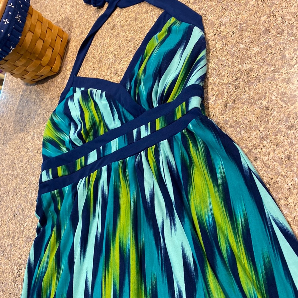 Apt 9 Halter Style Dress or Swim Cover Up XS Blue and Green Tones